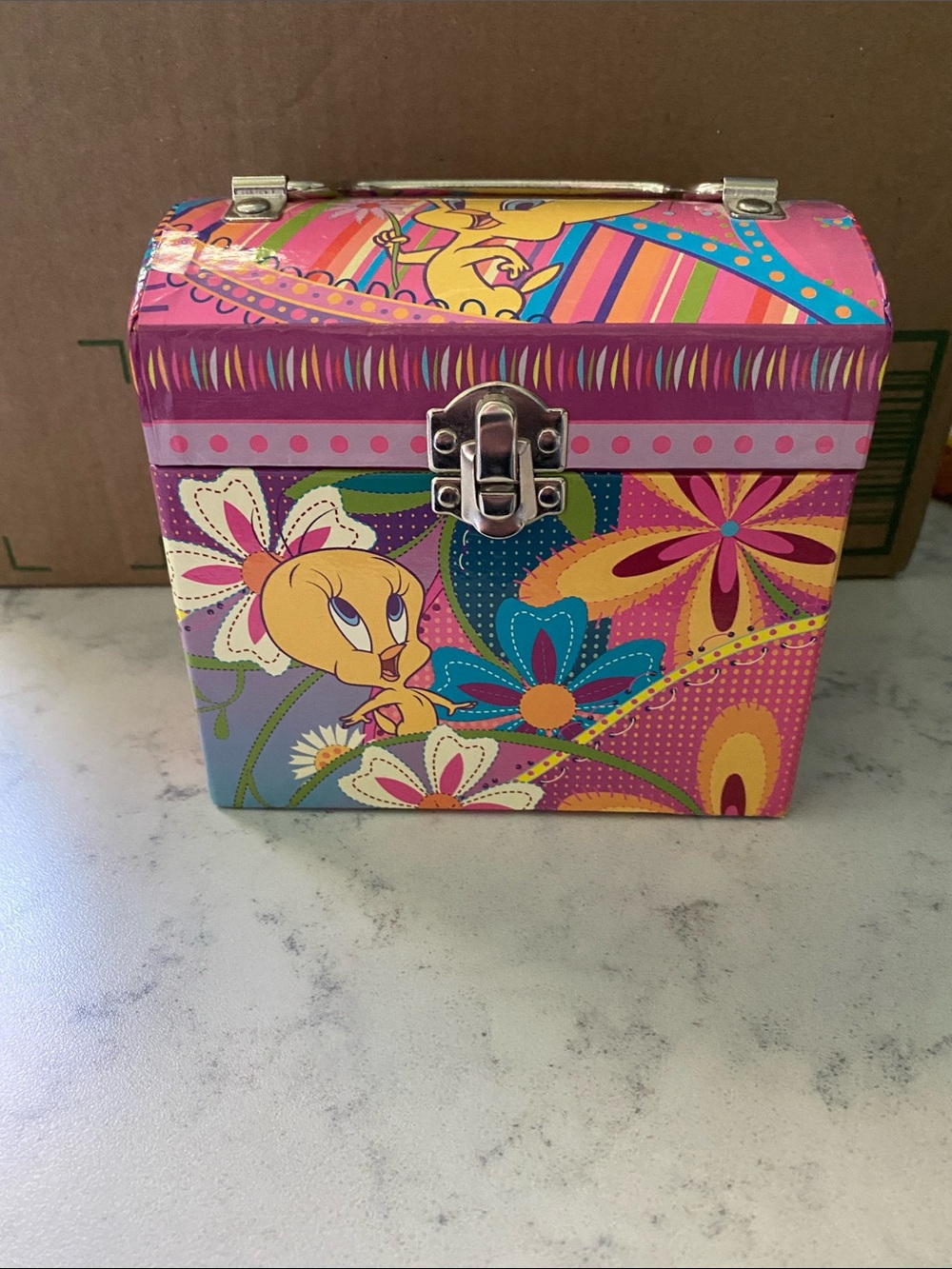 Tweety Bird Floral Trinket Chest - Bright Pink & Multicolor
